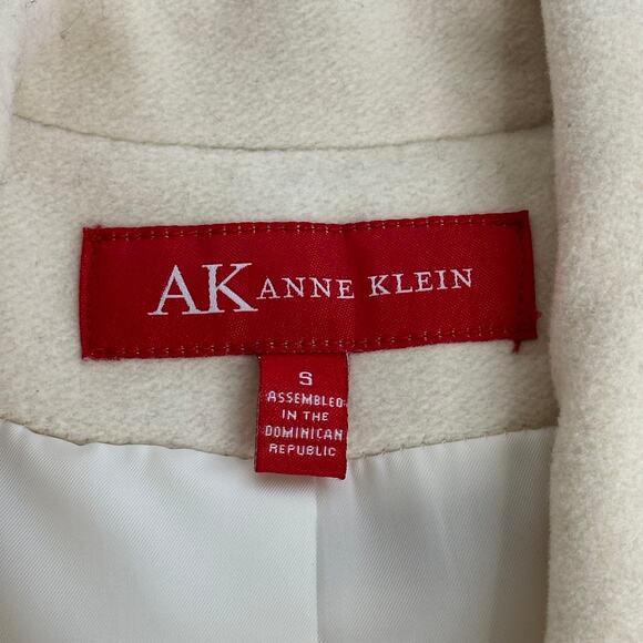 Anne Klein Cream Wool Blend Overcoat Peacoat Pea Coat Formal Womens Size Small S - Picture 5 of 12